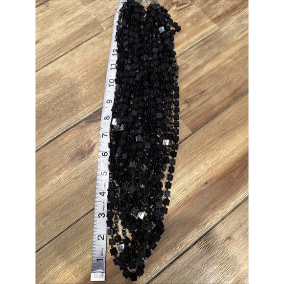 Chicos Black Sequin 16" Long Layered Stacked Statement Necklace NEW - Picture 11 of 13
